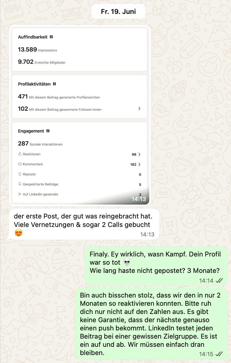 Screenshot: LinkedIn-Ergebnisse eines Kundenprofils