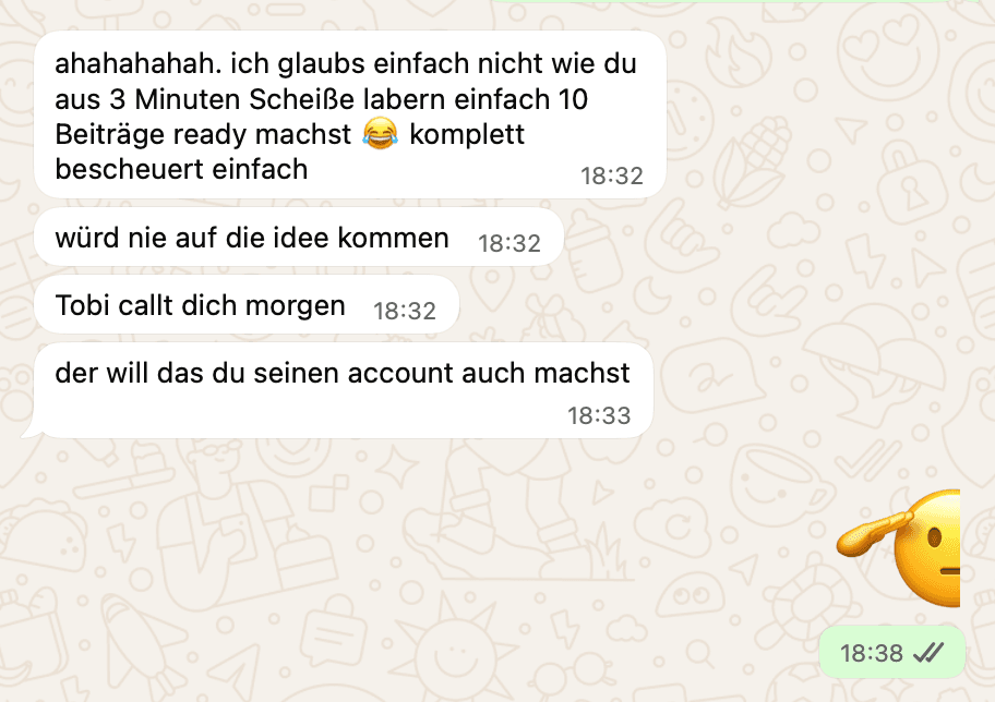 Screenshot: Kundenfeedback zu den Beiträgen